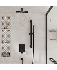 Casainc 10 Inch Wall Mounted Square Shower System Set with Handheld Spray & Slidebar