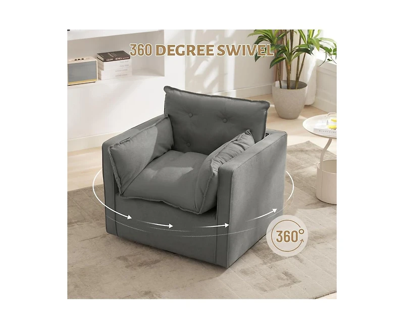 gaomon Oversized Swivel Accent Chair, Mid Century Comfy Accent Sofa for Bedroom, Modern Accent Armchair Reading Chair for Living Room Waiting Room