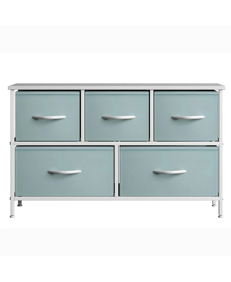 Sorbus 5 Drawers Dresser- Storage Unit with Steel Frame, Wood Top, Fabric Bins - for Bedroom, Closet