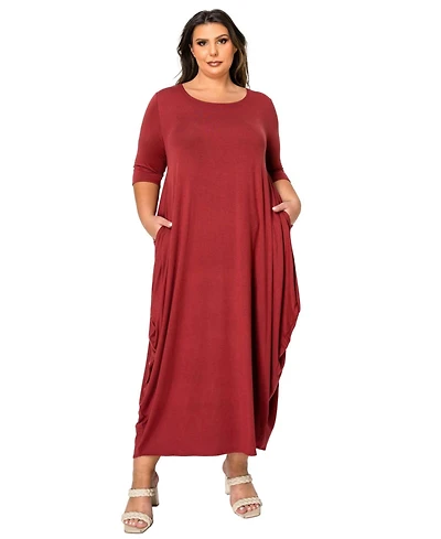 L I V D Plus Size Evelyn Bubble Hem Pocket Dress