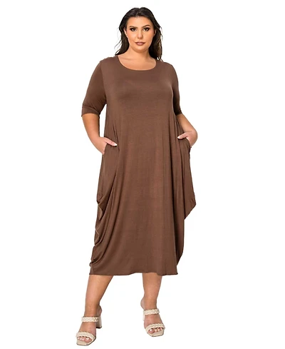 L I V D Plus Size Evelyn Bubble Hem Pocket Dress