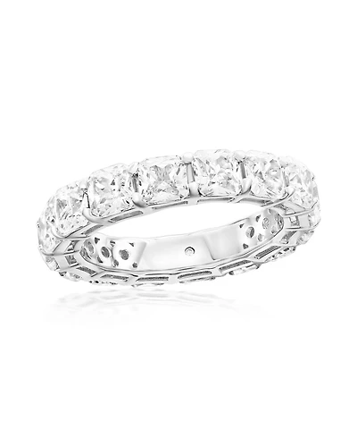 Suzy Levian Sterling Silver Cubic Zirconia Cushion Cut Eternity Band