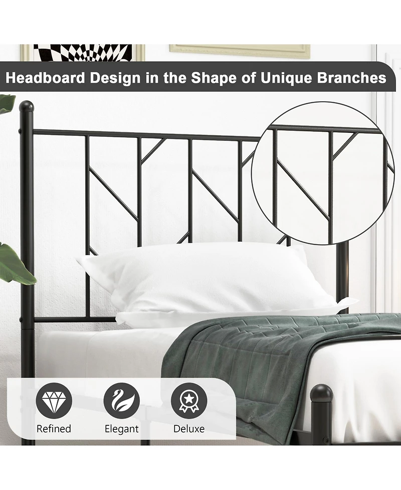 Sugift Twin Size Platform Bed Frame with Sturdy Metal Slat Support