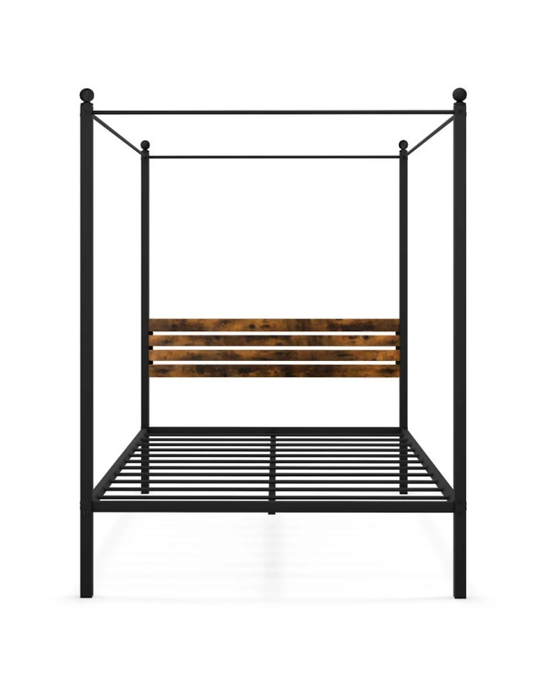 Sugift Queen Size Canopy Bed Frame with Under Bed Storage
