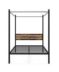 Sugift Queen Size Canopy Bed Frame with Under Bed Storage