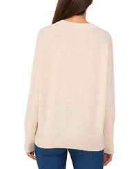 CeCe Women's Heart-Print Crewneck Long-Sleeve Sweater