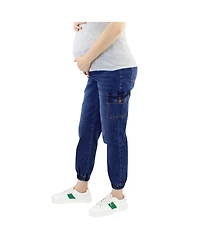 Indigo Poppy Maternity Denim Cargo Jogger