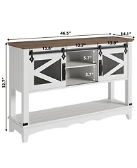 gaomon 46" Entryway Table with Sliding Barn Doors, Farmhouse Console Table with Storage