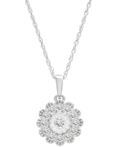 Diamond Halo 20" Pendant Necklace (1/2 ct. t.w.) in 14k White Gold, Exclusively at Macy's