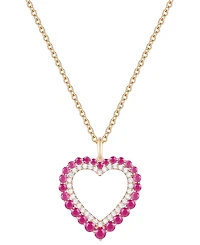 Ruby (1-1/4 ct. t.w.) & Diamond (1/4 ct. t.w.) Heart 18" Pendant Necklace in 14k Gold