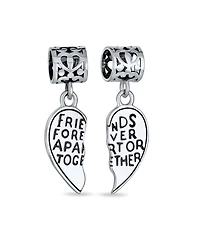 Bling Jewelry Bff Forever Best Friends Heart Dangle Charm Bead Sterling Silver Bracelet