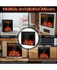 Sugift 18 Inch 1500W Electric Fireplace Freestanding and Recessed Heater