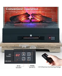 Sugift 27 Inch Freestanding Electric Fireplace with 3-Level Vivid Flame Thermostat