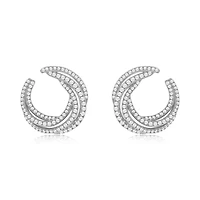Suzy Levian Sterling Silver White Cubic Zirconia Open Circle Pave Earrings