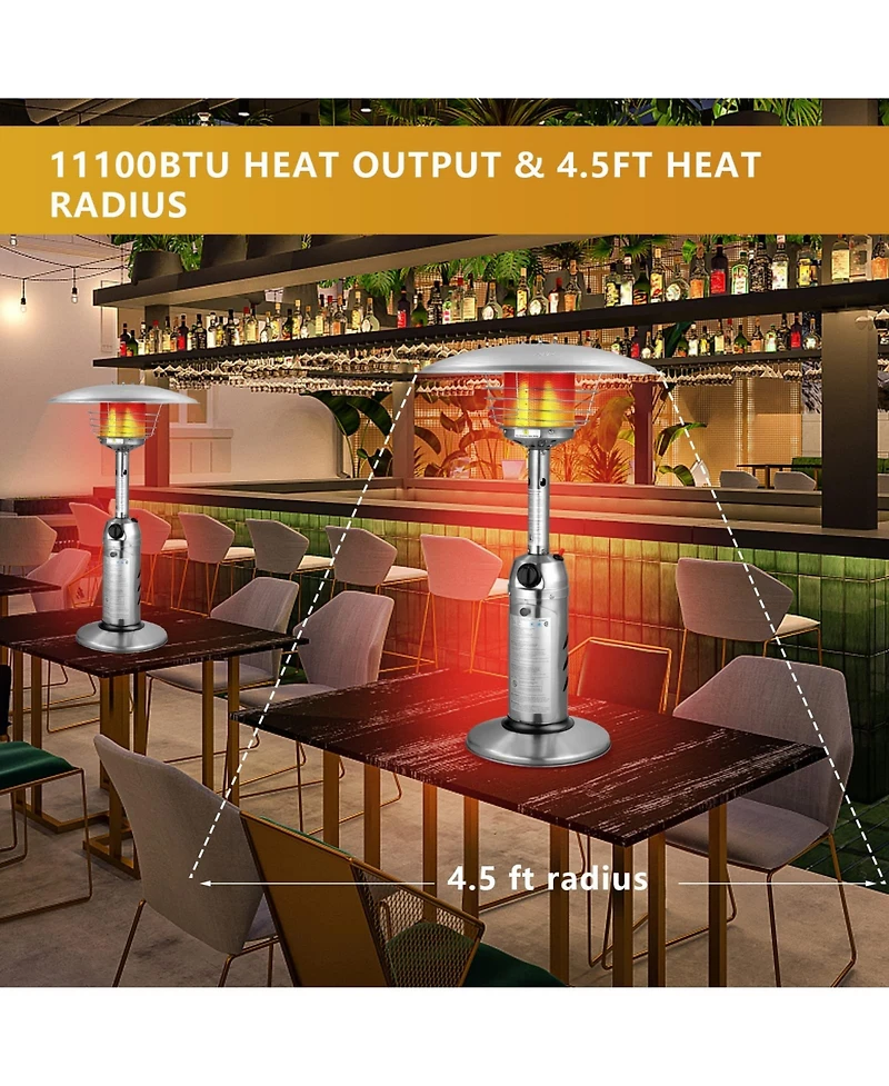 Sugift 11 000BTU Portable Tabletop Patio Stainless Steel Standing Propane Heater