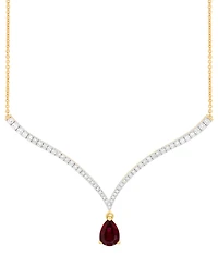 Grown With Love Emerald (1-1/2 ct. t.w.) & Lab Diamond (1 Fancy 18" Pendant Necklace 14k Gold (Also Ruby S