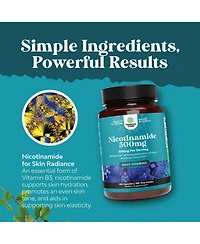 Nature's Craft Nicotinamide Capsules, Mitochondrial Energy and Potent Skin Supplement, Nature's Craft, 180ct