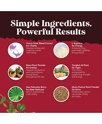 Horny Goat Weed Capsules | Tongkat Ali Saw Palmetto Extract | Panax Ginseng and Black Maca Root for Stamina & Energy | 20ct