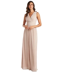 R & M Richards Open-Front Jacket Metallic Gown
