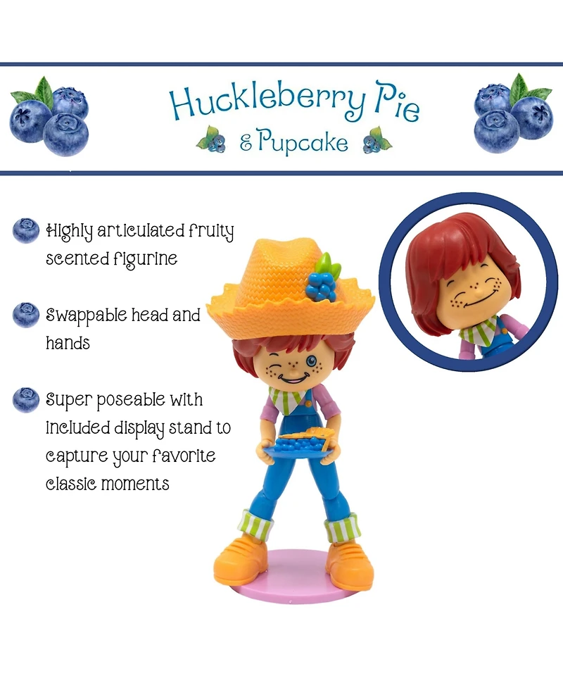 Boss Fight Studio Strawberry Shortcake Huckleberry Pie with Pupcake, Collectible Action Figure – Highly Articulated Fruity Scented Figurine wit