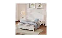 Slickblue Full Size Wood Platform Bed Frame Retro Style Platform Bed with Wooden Slat Support