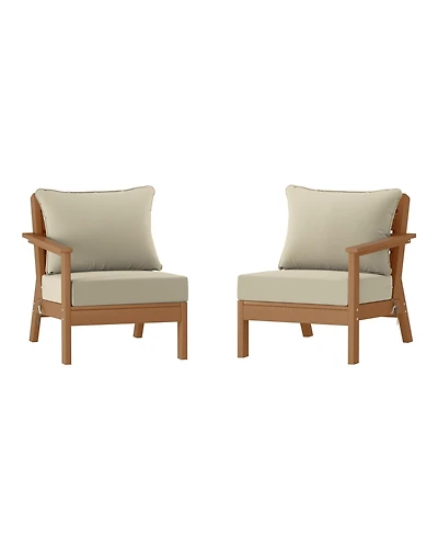 WestinTrends Outdoor Patio Hdpe Teak Loveseat Sofa with Cushions