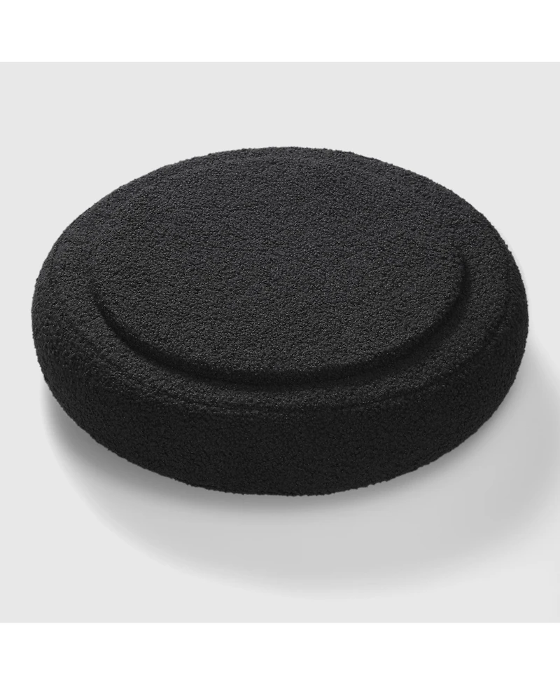 WestinTrends Mid-Century Modern Faux Sherpa Round Storage Ottoman