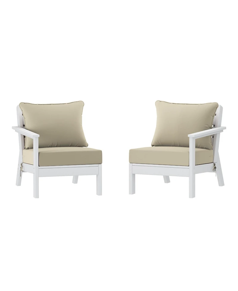 WestinTrends Outdoor Patio Hdpe White Loveseat Sofa with Cushions