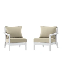WestinTrends Outdoor Patio Hdpe White Loveseat Sofa with Cushions