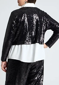 Eloquii Women's Plus Collared Sequin Twofer