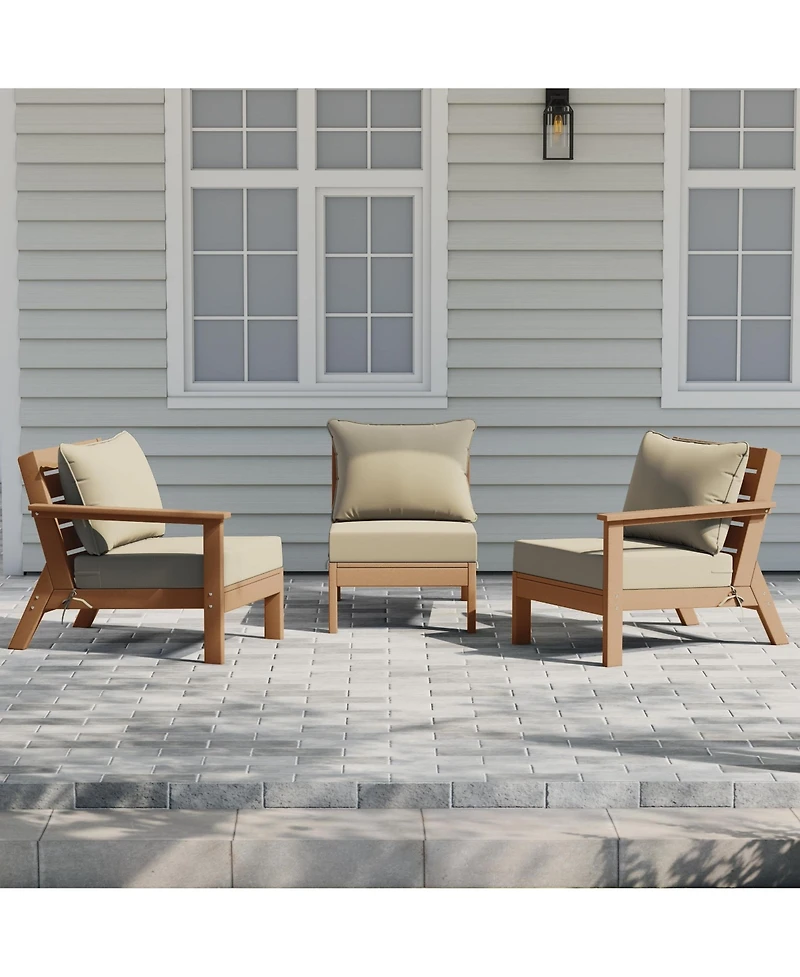 WestinTrends Outdoor Patio Hdpe Teak Sectional Sofa with Cushions