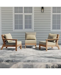 WestinTrends Outdoor Patio Hdpe Teak Sectional Sofa with Cushions