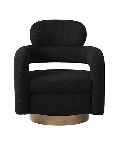 WestinTrends Mid-Century Modern Faux Sherpa Swivel Barrel Accent Chair