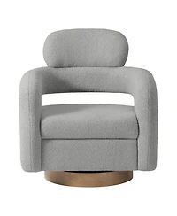 WestinTrends Mid-Century Modern Faux Sherpa Swivel Barrel Accent Chair