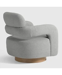 WestinTrends Mid-Century Modern Faux Sherpa Swivel Barrel Accent Chair