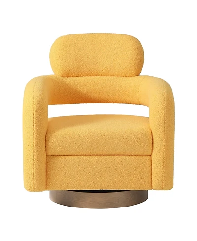 WestinTrends Mid-Century Modern Faux Sherpa Swivel Barrel Accent Chair
