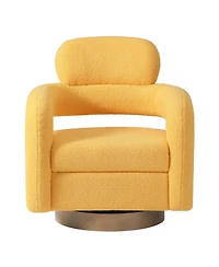 WestinTrends Mid-Century Modern Faux Sherpa Swivel Barrel Accent Chair