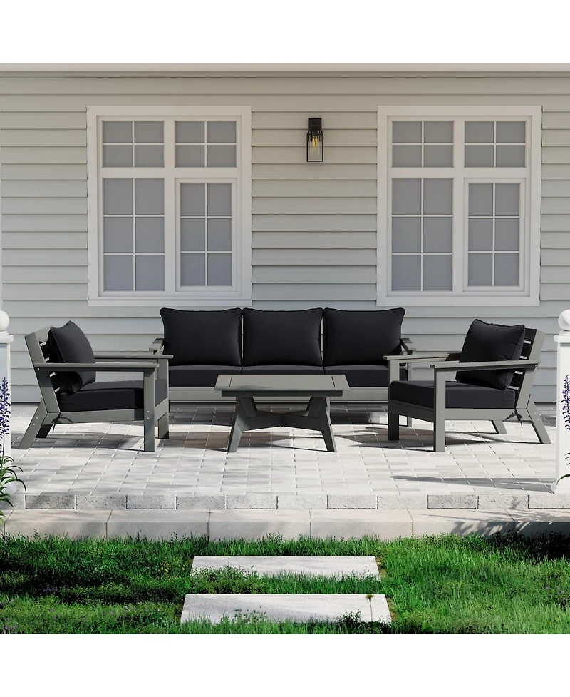 WestinTrends Outdoor 6-Piece Modular Sectional Patio Furniture Sofa Set