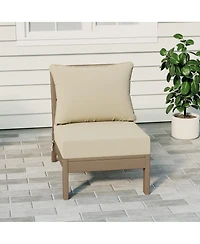 WestinTrends Outdoor Hdpe Deep Seating Modular Armless Patio Weathered Wood Chair with Cushions