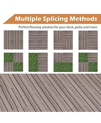 Costway 18 Pcs Interlocking Deck Tiles Anti-slip Floor Tiles for Poolside All Weather