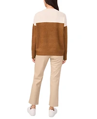 Vince Camuto Women's Cozy Extended Shoulder Color Blocked Sweater