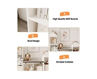 Gaomon Kids Bookshelf with Reading Nook 47.75in Width Children Bookcase 6-Cubby Toy Storage Organizer Seat Cushion Wooden Storage Bench Playhouse Cabi