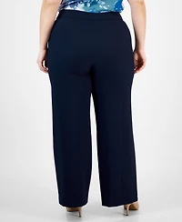Tahari Asl Plus Mid-Rise Wide-Leg Pants