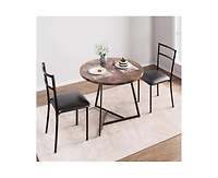 Round Dining Table Set for 2,Kitchen Chairs of 2, Small Room with 2 Upholstered Chairs, Dinette Place,Apartment,