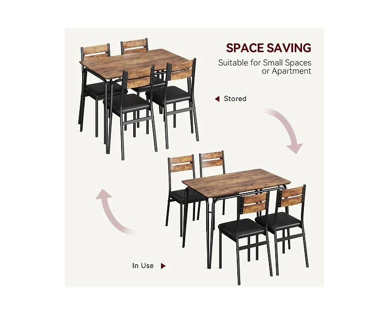 Dining Table for 2, Small and Chairs Set of Square Dinette Dinner Set, 3 Piece Kitchen & Room Sets Space, A
