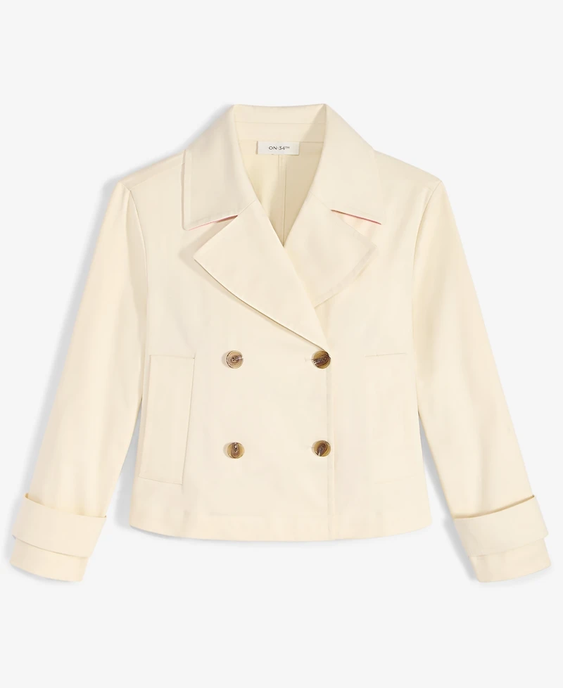 On 34th Women's Casual Cropped Twill Peacoat, Exclusively at Macy's