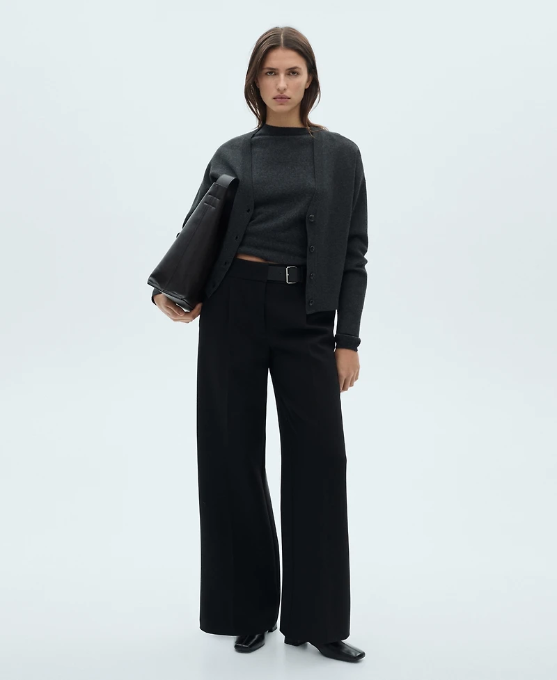 Mango Women's Belt Straight-Fit Pants