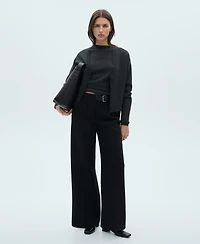 Mango Women's Belt Straight-Fit Pants