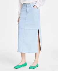 On 34th Women's Split-Seam Denim Midi Skirt, Exclusively at Macy's