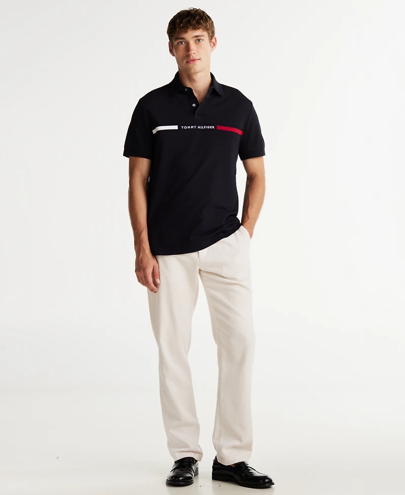 Tommy Hilfiger Men's Big & Tall Short Sleeve Embroidered Chest Stripe Polo Shirt